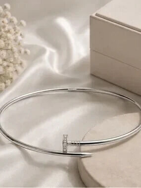 Sculptural Silver Nail Choker Minimalist High Fashion Luxury Collar Necklace